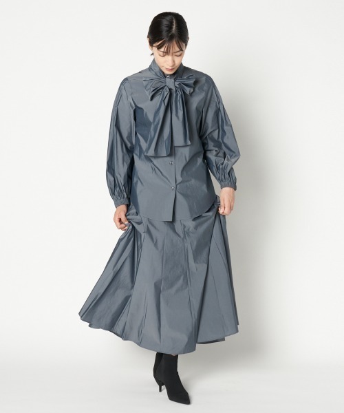 HELIOPOLE（エリオポール）の「CHAMBRAY TYPEWRITER BOW-TIE BL（シャツ/ブラウス・レディース・ピンク/グレー・38）」の9枚目の写真