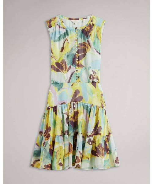 TED BAKER フリル花柄ミニワンピース TED BAKER 花柄 プリント フリル ミニドレス ワンピース