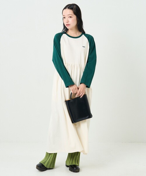 FREAK'S STORE（フリークスストア）の「TOWN CRAFT × FREAK'S STORE/タウンクラフト 　別注 ベースボール切替ワンピース（ワンピース・レディース・ブラック/ブラウン/グリーン・ﾌﾘ-）」の12枚目の写真