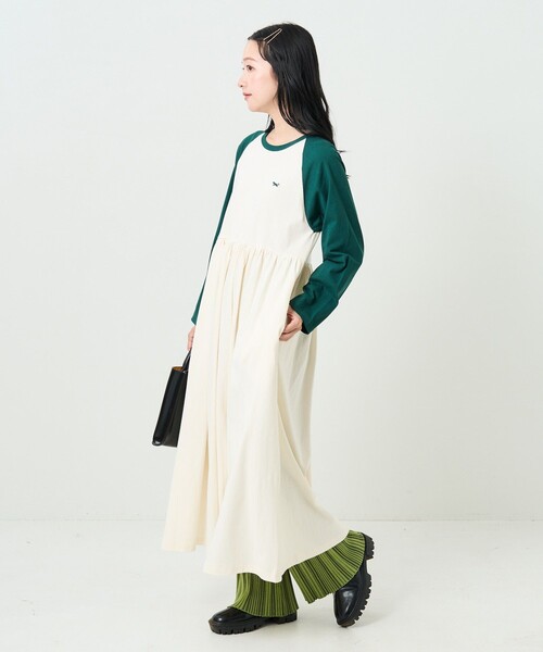 FREAK'S STORE（フリークスストア）の「TOWN CRAFT × FREAK'S STORE/タウンクラフト 　別注 ベースボール切替ワンピース（ワンピース・レディース・ブラック/ブラウン/グリーン・ﾌﾘ-）」の7枚目の写真