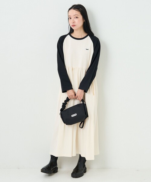 FREAK'S STORE（フリークスストア）の「TOWN CRAFT × FREAK'S STORE/タウンクラフト 　別注 ベースボール切替ワンピース（ワンピース・レディース・ブラック/ブラウン/グリーン・ﾌﾘ-）」の4枚目の写真