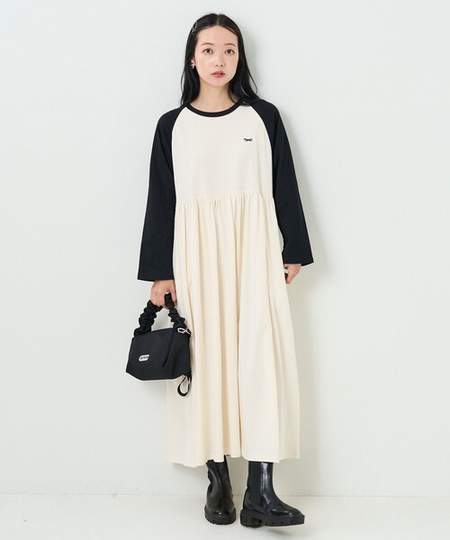 FREAK'S STORE（フリークスストア）の「TOWN CRAFT × FREAK'S STORE/タウンクラフト 　別注 ベースボール切替ワンピース（ワンピース・レディース・ブラック/ブラウン/グリーン・ﾌﾘ-）」の10枚目の写真