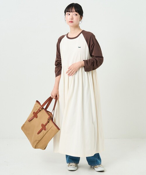 FREAK'S STORE（フリークスストア）の「TOWN CRAFT × FREAK'S STORE/タウンクラフト 　別注 ベースボール切替ワンピース（ワンピース・レディース・ブラック/ブラウン/グリーン・ﾌﾘ-）」の13枚目の写真