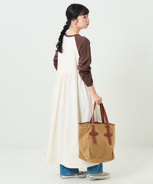 FREAK'S STORE（フリークスストア）の「TOWN CRAFT × FREAK'S STORE/タウンクラフト 　別注 ベースボール切替ワンピース（ワンピース・レディース・ブラック/ブラウン/グリーン・ﾌﾘ-）」の8枚目の写真