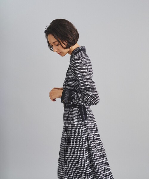 セール】ハウンドトゥースプリントワンピース（シャツワンピース