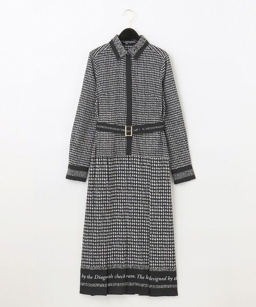 セール】ハウンドトゥースプリントワンピース（シャツワンピース
