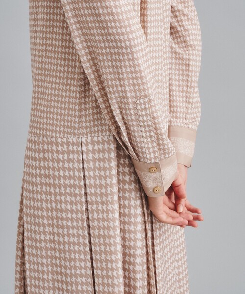セール】ハウンドトゥースプリントワンピース（シャツワンピース