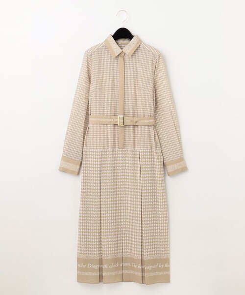 セール】ハウンドトゥースプリントワンピース（シャツワンピース