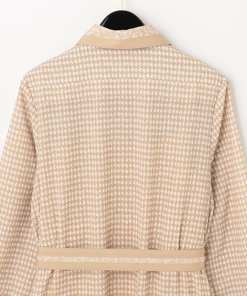 セール】ハウンドトゥースプリントワンピース（シャツワンピース