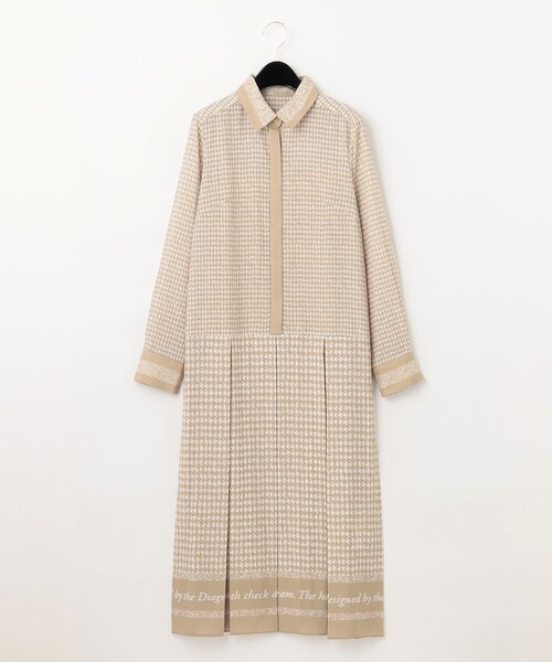 セール】ハウンドトゥースプリントワンピース（シャツワンピース