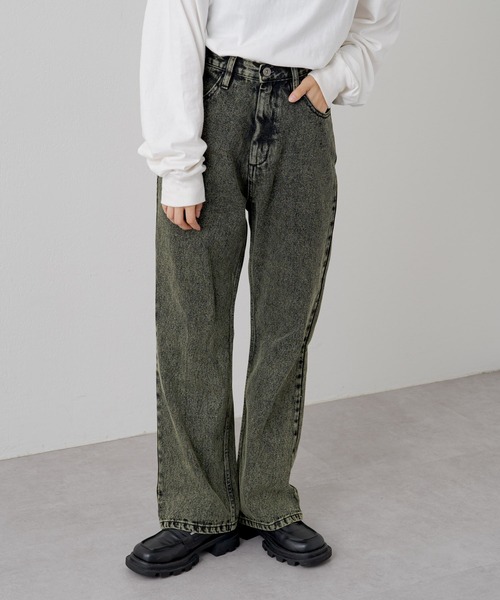 WHIMSIC（ウィムジック）の「【UNISEX】オーバーダイデニムパンツ（デニムパンツ・メンズ・ネイビー/パープル/イエロー・3/2/1）」の3枚目の写真