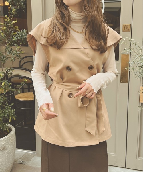 Ambre Neige(アンブルネージュ)の「ケープカラージレジャケット/【WEB/EC限定商品】(テーラードジャケット・レディース・ベージュ/モカ/ライトベージュ・FREE)」の3枚目の写真