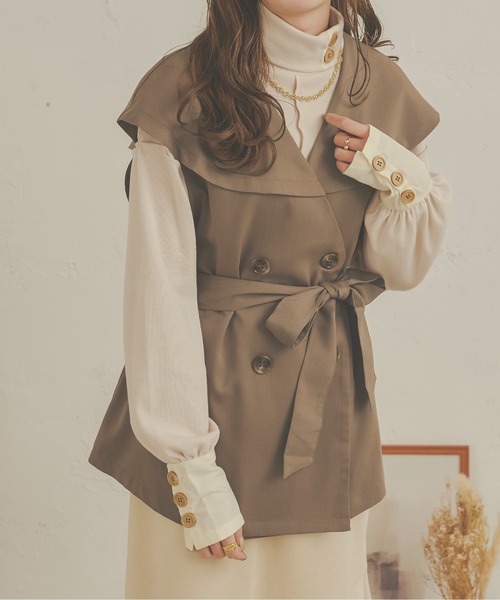 Ambre Neige(アンブルネージュ)の「ケープカラージレジャケット/【WEB/EC限定商品】(テーラードジャケット・レディース・ベージュ/モカ/ライトベージュ・FREE)」の2枚目の写真