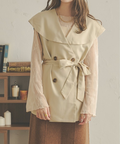 Ambre Neige(アンブルネージュ)の「ケープカラージレジャケット/【WEB/EC限定商品】(テーラードジャケット・レディース・ベージュ/モカ/ライトベージュ・FREE)」の14枚目の写真