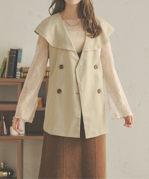 Ambre Neige(アンブルネージュ)の「ケープカラージレジャケット/【WEB/EC限定商品】(テーラードジャケット・レディース・ベージュ/モカ/ライトベージュ・FREE)」の16枚目の写真