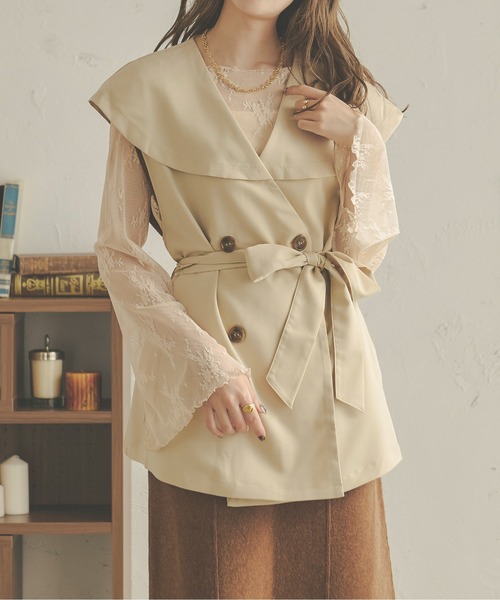 Ambre Neige(アンブルネージュ)の「ケープカラージレジャケット/【WEB/EC限定商品】(テーラードジャケット・レディース・ベージュ/モカ/ライトベージュ・FREE)」の13枚目の写真