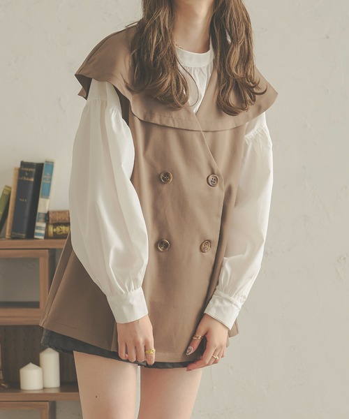 Ambre Neige(アンブルネージュ)の「ケープカラージレジャケット/【WEB/EC限定商品】(テーラードジャケット・レディース・ベージュ/モカ/ライトベージュ・FREE)」の5枚目の写真