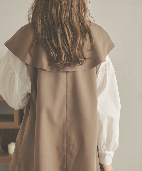 Ambre Neige(アンブルネージュ)の「ケープカラージレジャケット/【WEB/EC限定商品】(テーラードジャケット・レディース・ベージュ/モカ/ライトベージュ・FREE)」の6枚目の写真