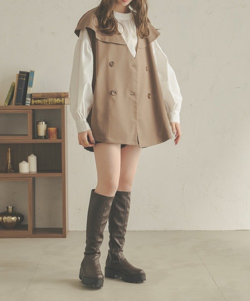 Ambre Neige(アンブルネージュ)の「ケープカラージレジャケット/【WEB/EC限定商品】(テーラードジャケット・レディース・ベージュ/モカ/ライトベージュ・FREE)」の7枚目の写真