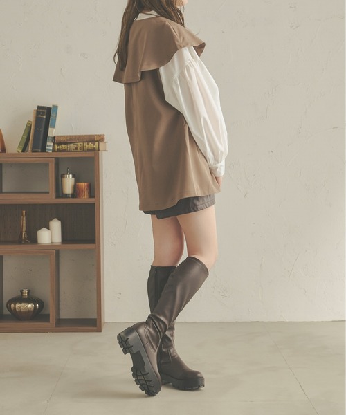 Ambre Neige(アンブルネージュ)の「ケープカラージレジャケット/【WEB/EC限定商品】(テーラードジャケット・レディース・ベージュ/モカ/ライトベージュ・FREE)」の8枚目の写真