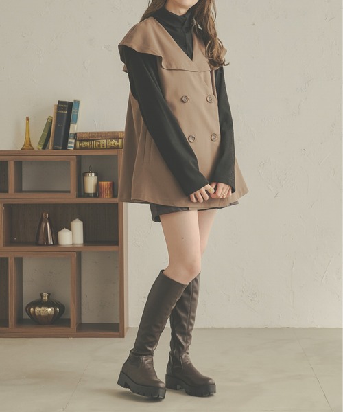 Ambre Neige(アンブルネージュ)の「ケープカラージレジャケット/【WEB/EC限定商品】(テーラードジャケット・レディース・ベージュ/モカ/ライトベージュ・FREE)」の10枚目の写真