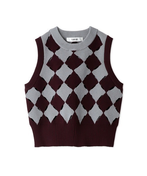 FURFUR（ファーファー）の「スリットアーガイルベスト（ベスト・レディース・チャコールグレー/ボルドー/キャメル・FREE）」の9枚目の写真