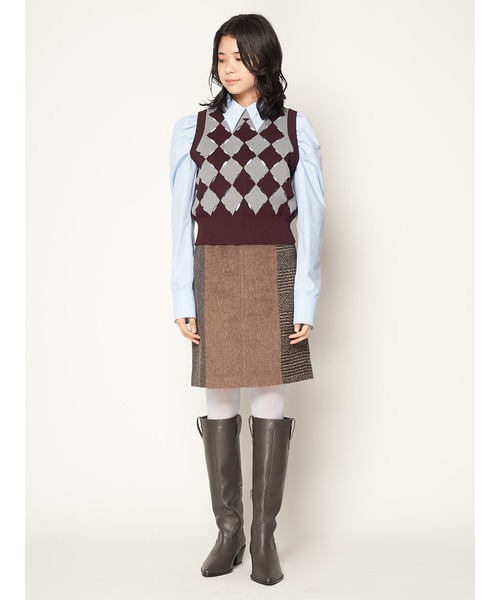 FURFUR（ファーファー）の「スリットアーガイルベスト（ベスト・レディース・チャコールグレー/ボルドー/キャメル・FREE）」の11枚目の写真
