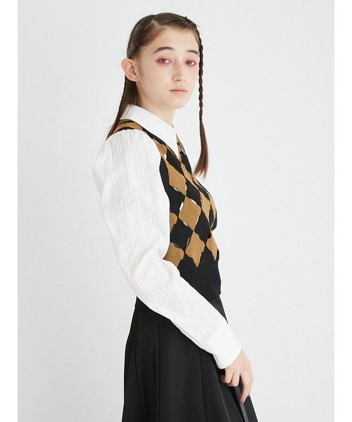 FURFUR（ファーファー）の「スリットアーガイルベスト（ベスト・レディース・チャコールグレー/ボルドー/キャメル・FREE）」の8枚目の写真