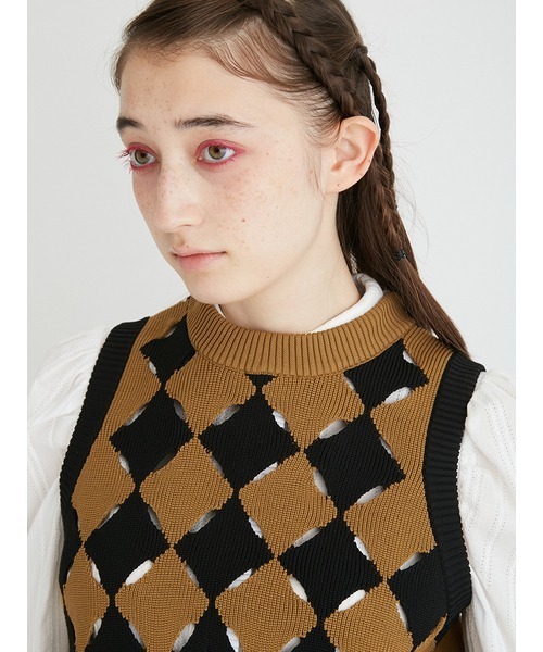 FURFUR（ファーファー）の「スリットアーガイルベスト（ベスト・レディース・チャコールグレー/ボルドー/キャメル・FREE）」の15枚目の写真