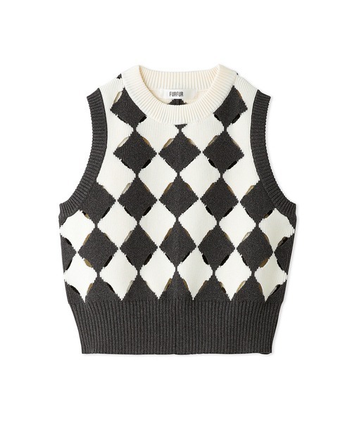 FURFUR（ファーファー）の「スリットアーガイルベスト（ベスト・レディース・チャコールグレー/ボルドー/キャメル・FREE）」の10枚目の写真