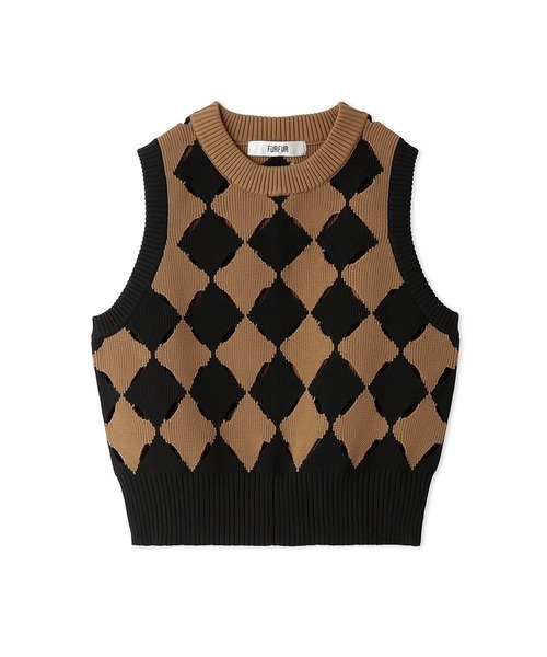 FURFUR（ファーファー）の「スリットアーガイルベスト（ベスト・レディース・チャコールグレー/ボルドー/キャメル・FREE）」の6枚目の写真