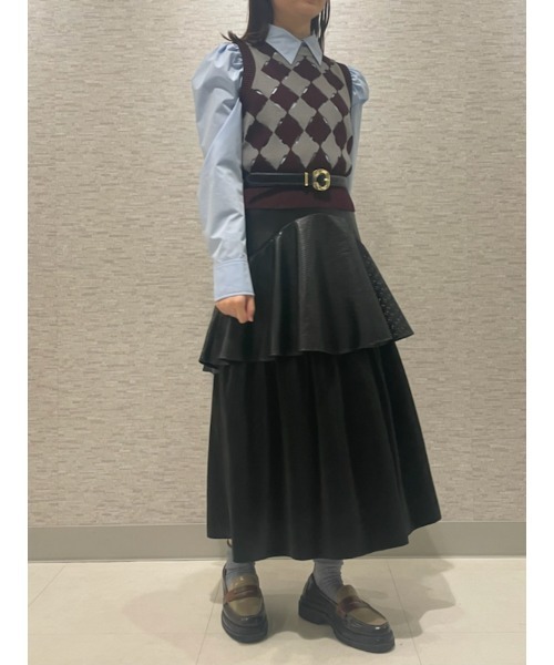 FURFUR（ファーファー）の「スリットアーガイルベスト（ベスト・レディース・チャコールグレー/ボルドー/キャメル・FREE）」の19枚目の写真