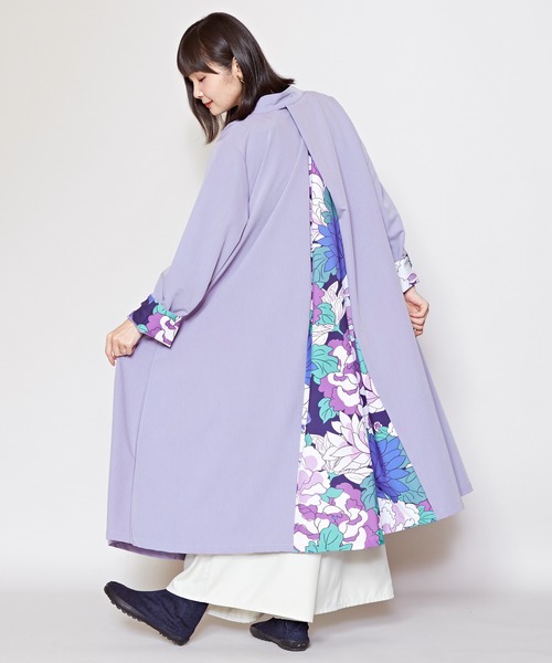 【未使用】倭物やカヤ 花ざかり 八掛 羽織 花柄 ライトアウター 黒 4_19387b97-d049-4dee-8755-