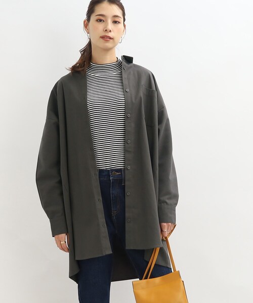 SHOO・LA・RUE(シューラルー)の「◆オーバーサイズシャツ(シャツ/ブラウス・レディース・チャコールグレー/オフホワイト/カーキ・00)」の12枚目の写真
