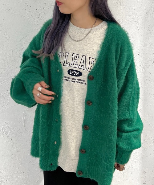 apres jour mignon(アプレジュールミニョン)の「シュエットモヘアライクカーディガン【ZOZOTOWN限定アイテム】(カーディガン/ボレロ・レディース・ブルー/ブラック/オレンジ/マスタード/グリーン/グレイッシュベージュ/パープル・X-LARGE/フリー)」の21枚目の写真