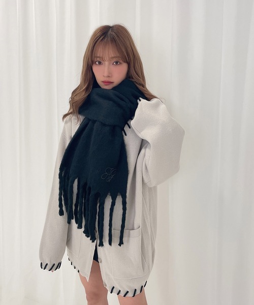 ANDGEEBEE(アンジービー)の「UNISEX アシンメトリーコードカーディガン(カーディガン/ボレロ・レディース・ブラック/グレー・MEDIUM)」の1枚目の写真