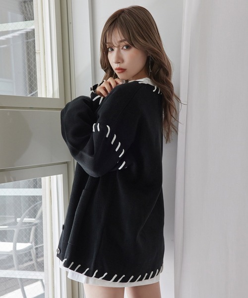 ANDGEEBEE(アンジービー)の「UNISEX アシンメトリーコードカーディガン(カーディガン/ボレロ・レディース・ブラック/グレー・MEDIUM)」の9枚目の写真