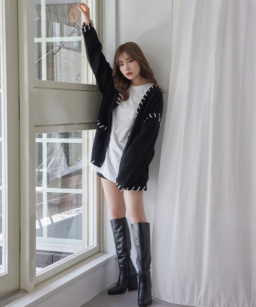 ANDGEEBEE(アンジービー)の「UNISEX アシンメトリーコードカーディガン(カーディガン/ボレロ・レディース・ブラック/グレー・MEDIUM)」の6枚目の写真