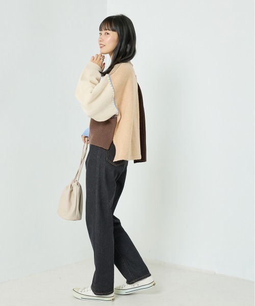 OMNES（オムネス）の「クレイジーパターンブロッキングニット（ニット/セーター・レディース・ブルー/グリーン/オレンジ・FREE）」の17枚目の写真