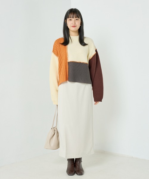 OMNES（オムネス）の「クレイジーパターンブロッキングニット（ニット/セーター・レディース・ブルー/グリーン/オレンジ・FREE）」の18枚目の写真