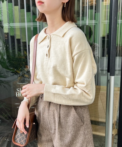 Ambre Ciel(アンブルシエル)の「オーバーポロニット/【WEB/EC限定商品】(ニット/セーター・レディース・アイボリー・FREE)」の3枚目の写真