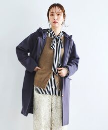 le.coeur blanc | ウールブレンドフード＆ノーカラーコート(ノーカラーコート)