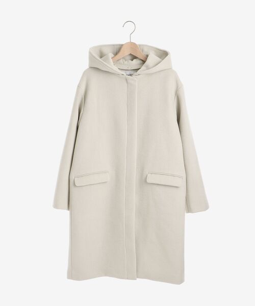 le.coeur blanc（ルクールブラン）の「ウールブレンドフード＆ノーカラーコート（ノーカラーコート・レディース・ライトグレー/ダークグレー/アイボリー・36/38）」の4枚目の写真