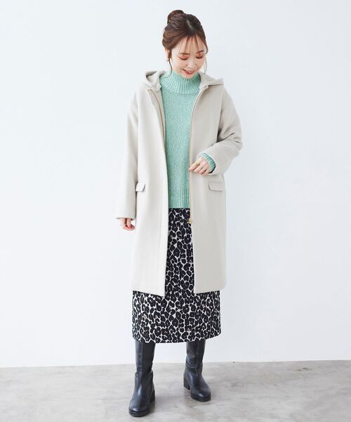 le.coeur blanc（ルクールブラン）の「ウールブレンドフード＆ノーカラーコート（ノーカラーコート・レディース・ライトグレー/ダークグレー/アイボリー・36/38）」の5枚目の写真