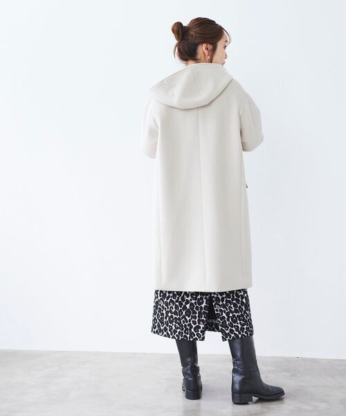 le.coeur blanc（ルクールブラン）の「ウールブレンドフード＆ノーカラーコート（ノーカラーコート・レディース・ライトグレー/ダークグレー/アイボリー・36/38）」の7枚目の写真