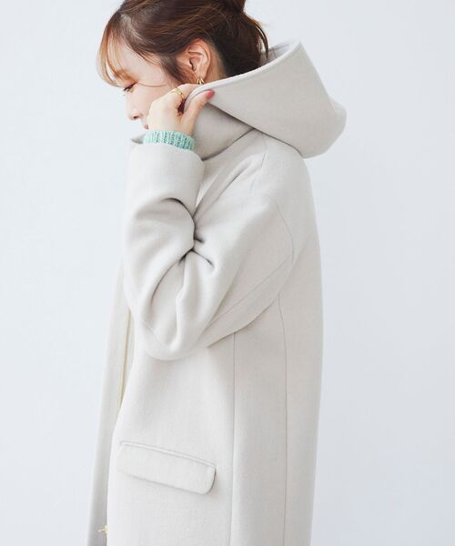 le.coeur blanc（ルクールブラン）の「ウールブレンドフード＆ノーカラーコート（ノーカラーコート・レディース・ライトグレー/ダークグレー/アイボリー・36/38）」の11枚目の写真