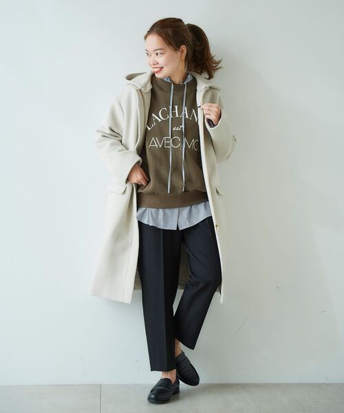 le.coeur blanc（ルクールブラン）の「ウールブレンドフード＆ノーカラーコート（ノーカラーコート・レディース・ライトグレー/ダークグレー/アイボリー・36/38）」の16枚目の写真