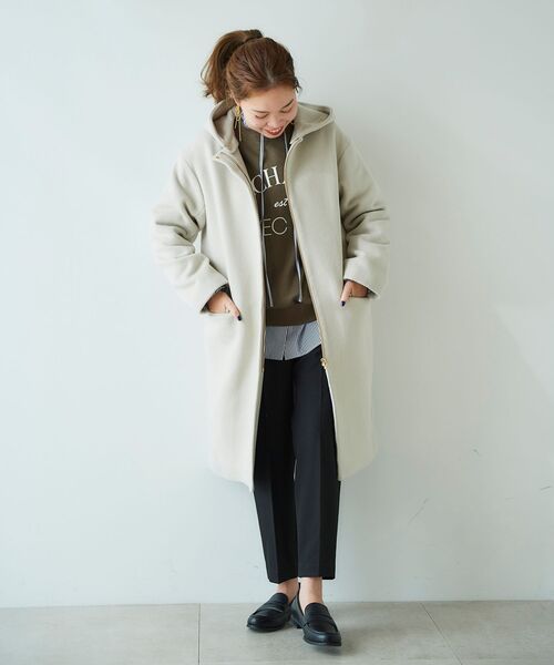 le.coeur blanc（ルクールブラン）の「ウールブレンドフード＆ノーカラーコート（ノーカラーコート・レディース・ライトグレー/ダークグレー/アイボリー・36/38）」の18枚目の写真