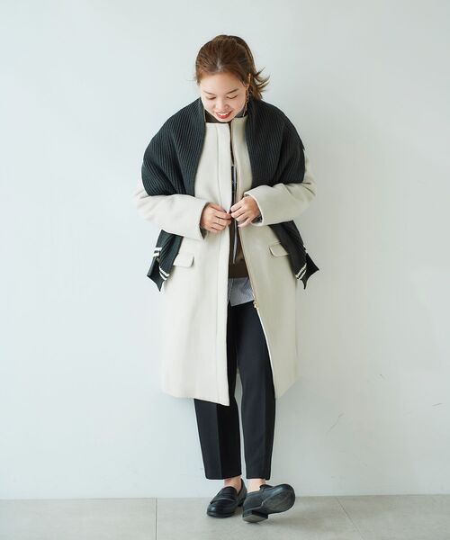 le.coeur blanc（ルクールブラン）の「ウールブレンドフード＆ノーカラーコート（ノーカラーコート・レディース・ライトグレー/ダークグレー/アイボリー・36/38）」の22枚目の写真