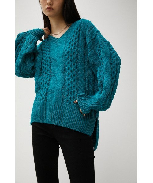 AZUL by moussy（アズールバイマウジー）の「CHENILLE CABLE V/N KNIT